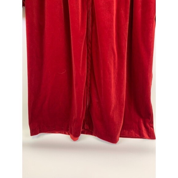 Delicates Red Velour Robe Zip Lounger Long Embroidered Vintage Womens Medium - Picture 5 of 16
